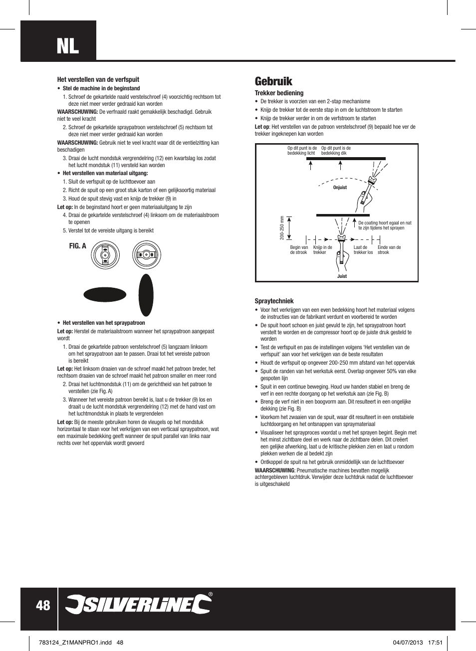 Gebruik, Fig. a | Silverline Gravity Feed Spray Gun User Manual | Page 49 / 56
