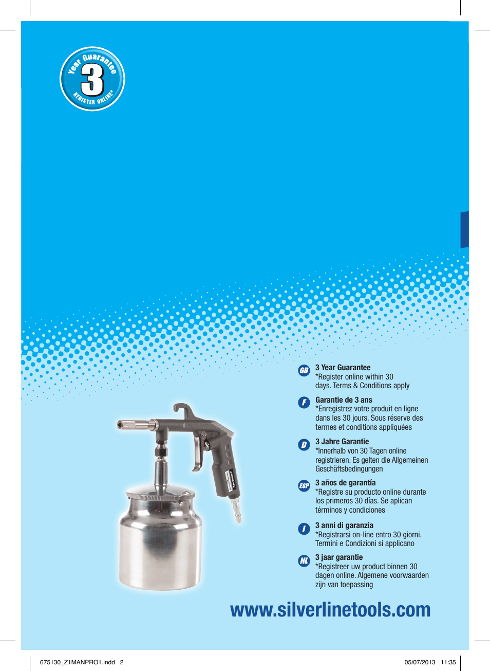 Silverline Suction Feed Undercoat Gun User Manual | 44 pages