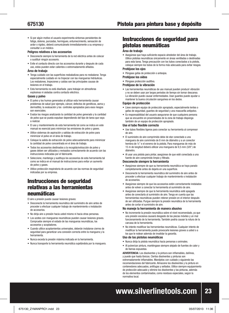 Pistola para pintura base y depósito | Silverline Suction Feed Undercoat Gun User Manual | Page 24 / 44