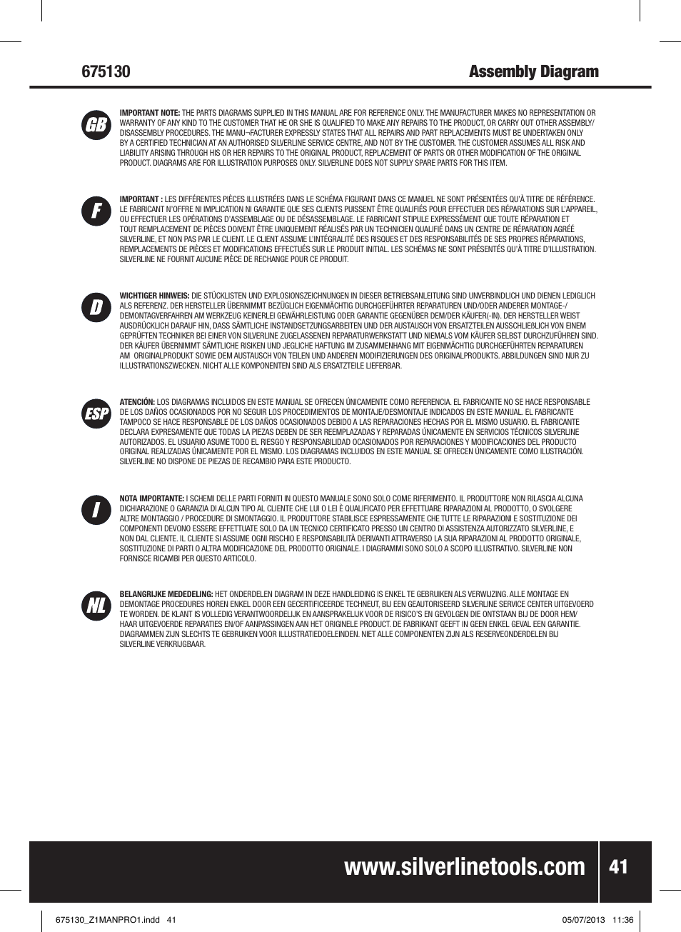 Silverline Suction Feed Undercoat Gun User Manual | Page 42 / 44