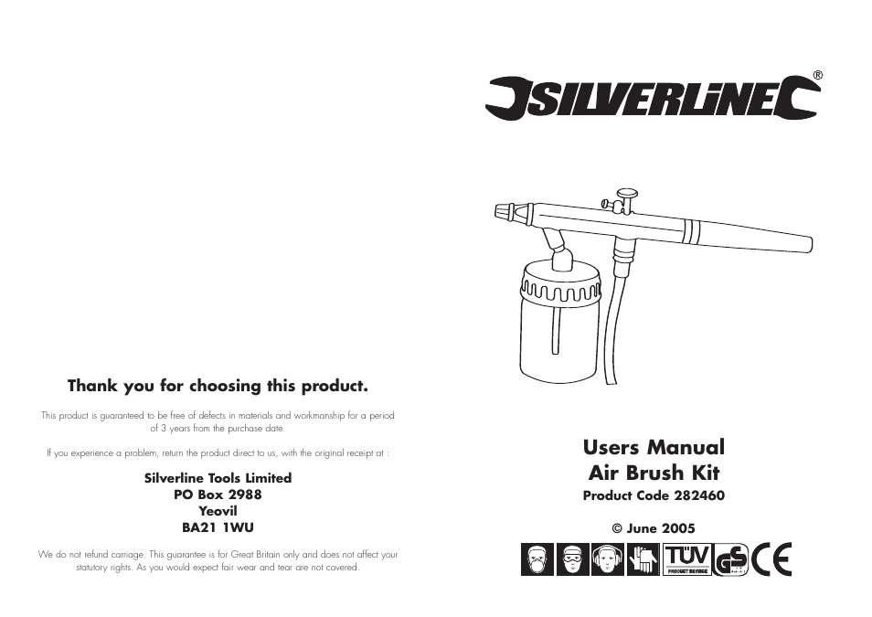 Silverline Air Brush Kit 6pce User Manual | 3 pages