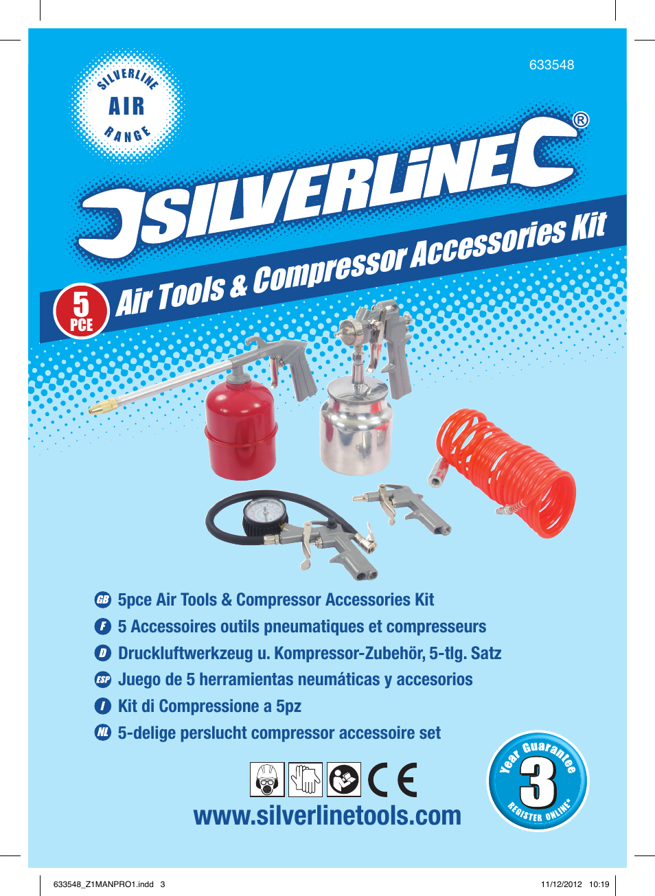 Air tools & compressor accessories kit, A i r | Silverline Air Tools & Compressor Accessories Kit 5pce User Manual | Page 2 / 28