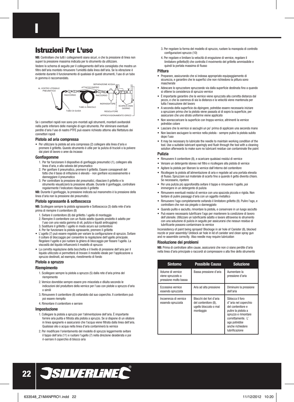 Istruzioni per l'uso | Silverline Air Tools & Compressor Accessories Kit 5pce User Manual | Page 23 / 28