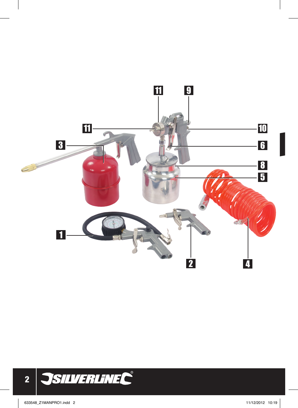 A i r | Silverline Air Tools & Compressor Accessories Kit 5pce User Manual | Page 3 / 28