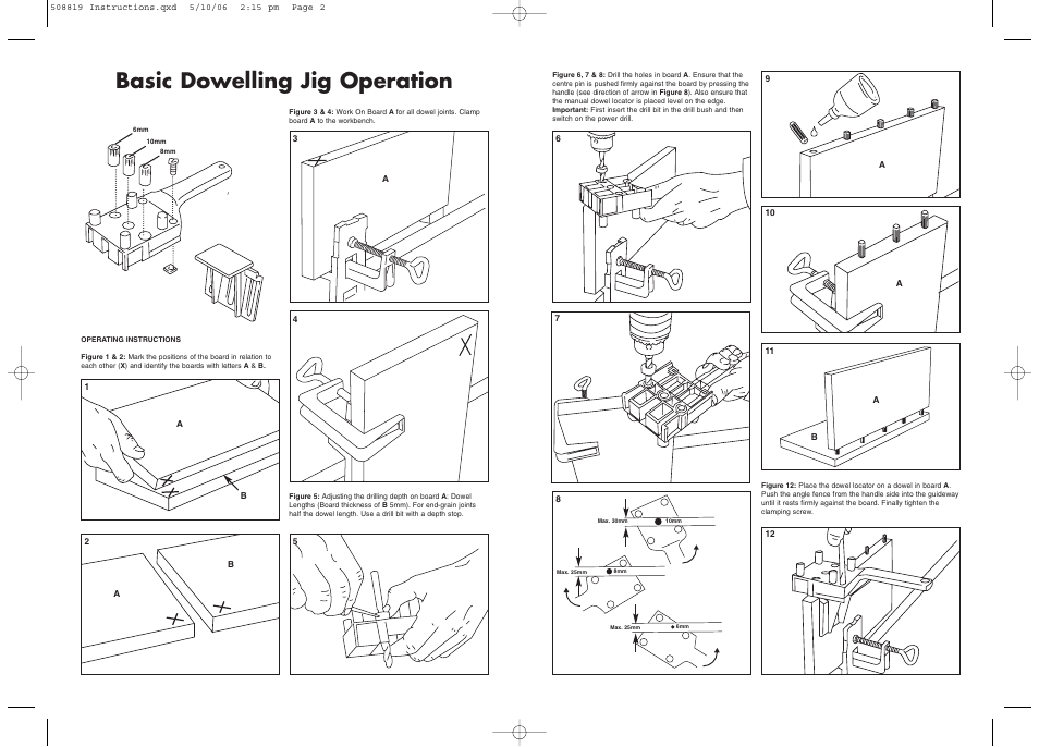 Basic dowelling jig operation | Silverline Dowelling Jig User Manual | Page 2 / 3