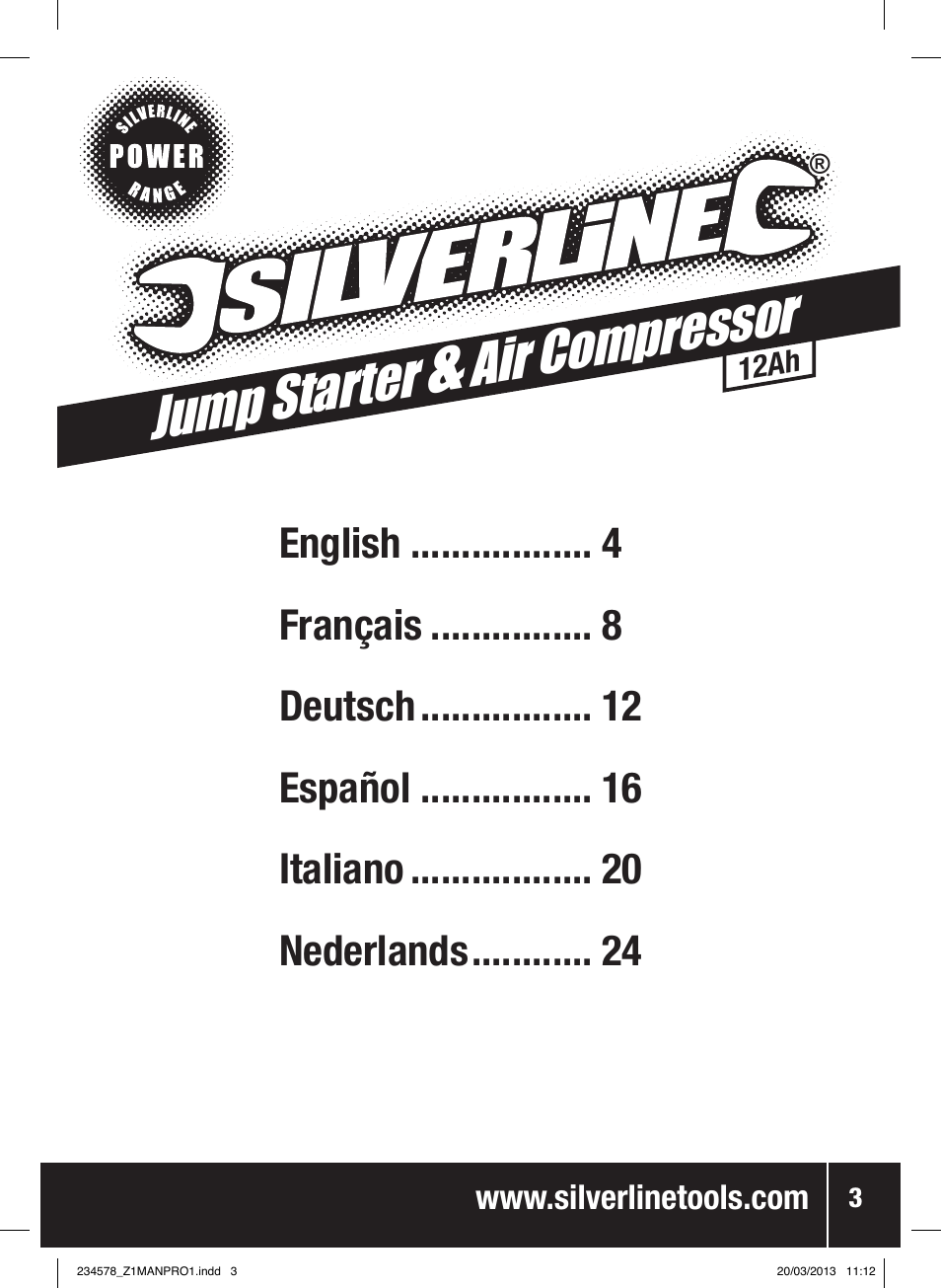 Jump starter, Air compressor | Silverline Jump Starter & Air Compressor User Manual | Page 4 / 28