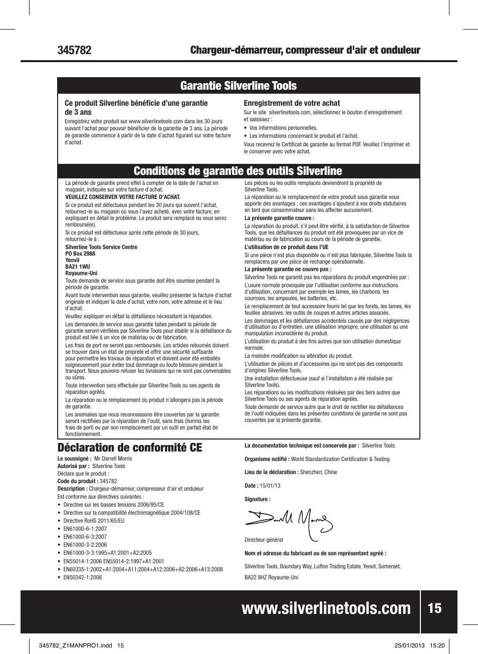 Chargeur-démarreur, compresseur d'air et onduleur | Silverline Jump Starter Air Compressor & Inverter User Manual | Page 16 / 40