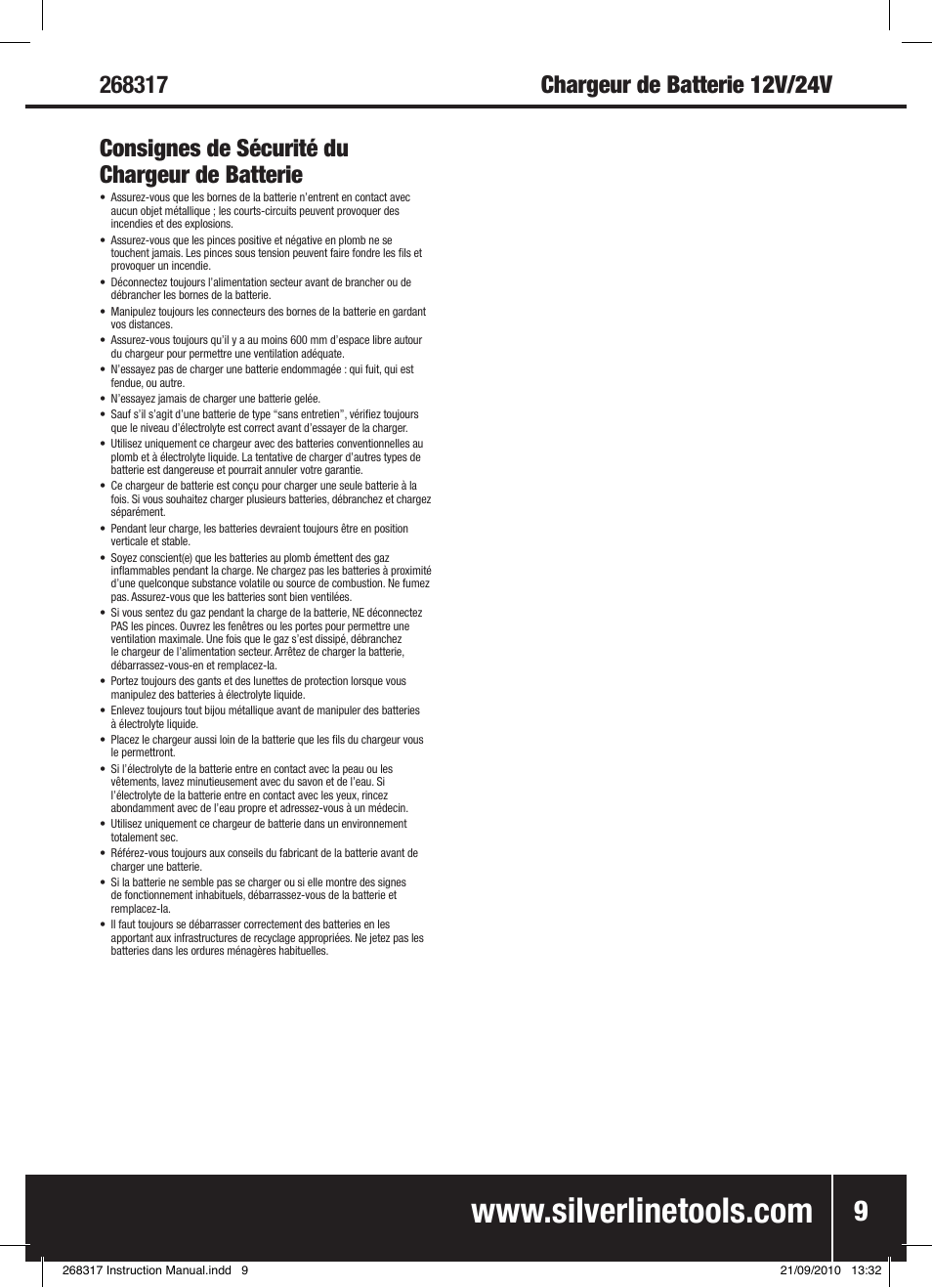 Silverline Battery Charger 12/24V User Manual | Page 10 / 28