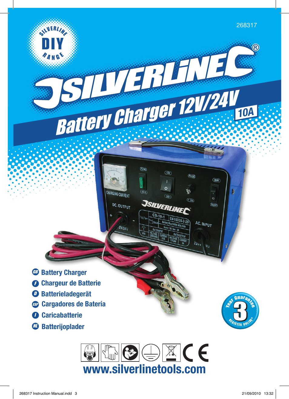 Battery charger 12v /24v | Silverline Battery Charger 12/24V User Manual | Page 2 / 28