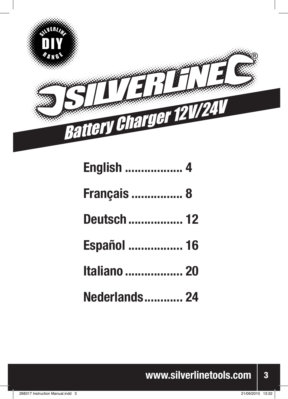 Battery charger 12v /24v | Silverline Battery Charger 12/24V User Manual | Page 4 / 28