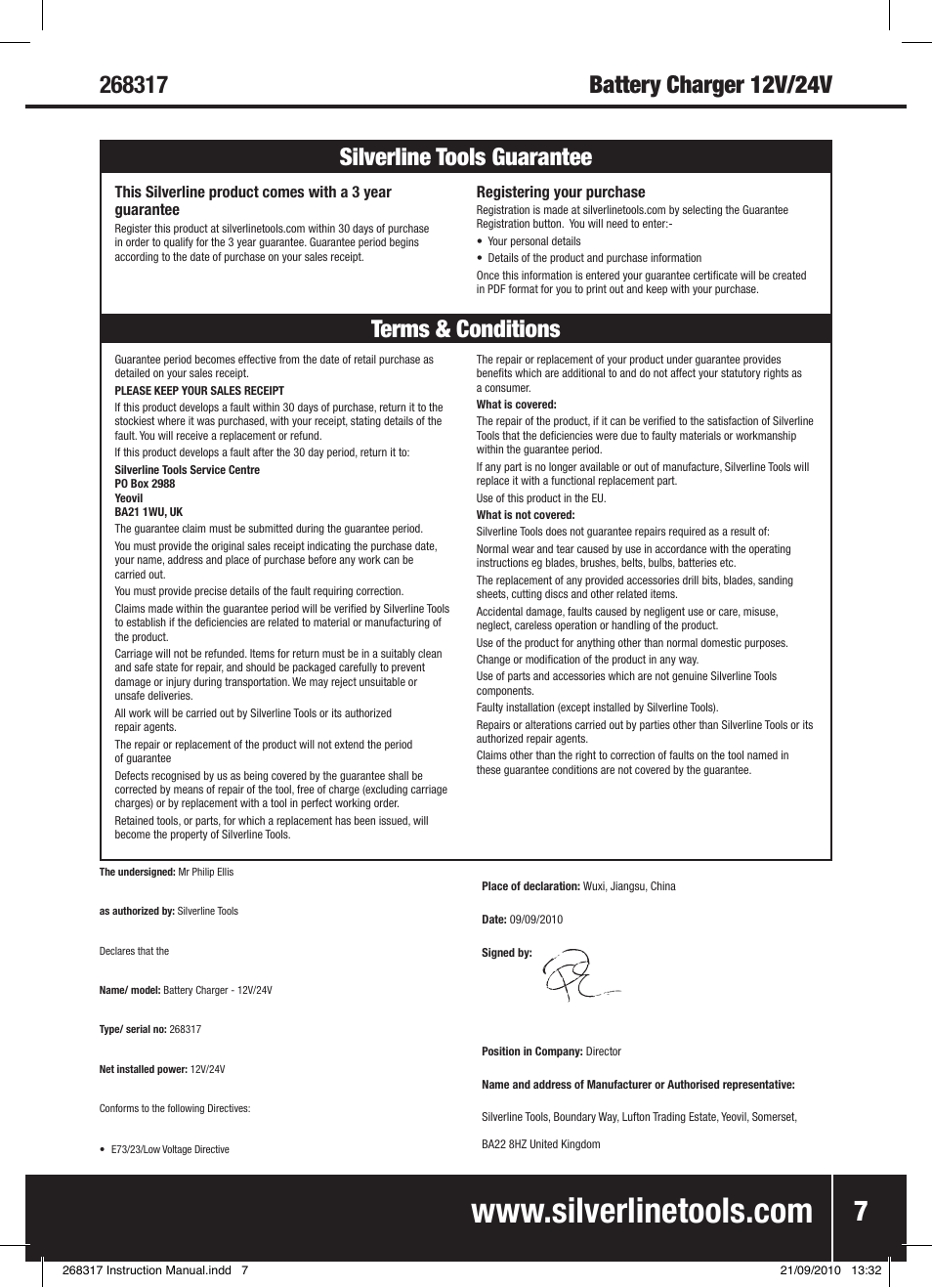 Terms & conditions silverline tools guarantee | Silverline Battery Charger 12/24V User Manual | Page 8 / 28