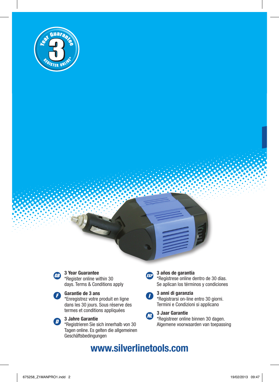 Silverline In-Car Inverter 160W User Manual | 28 pages