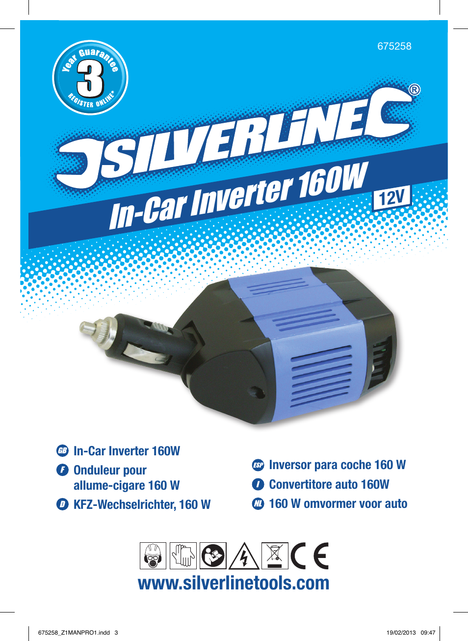 In-car inver ter 160w | Silverline In-Car Inverter 160W User Manual | Page 2 / 28