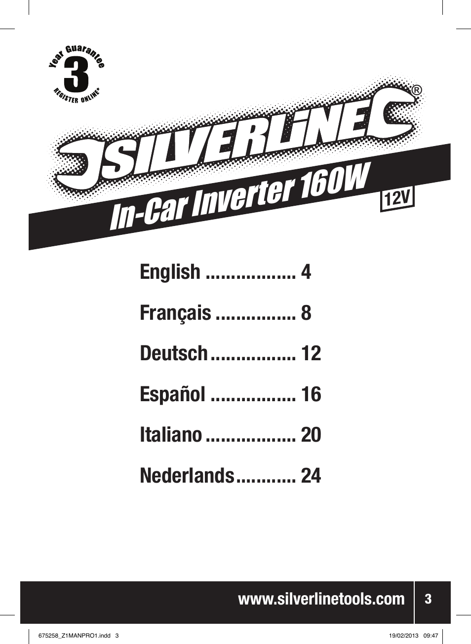 In-car inver ter 160w | Silverline In-Car Inverter 160W User Manual | Page 4 / 28