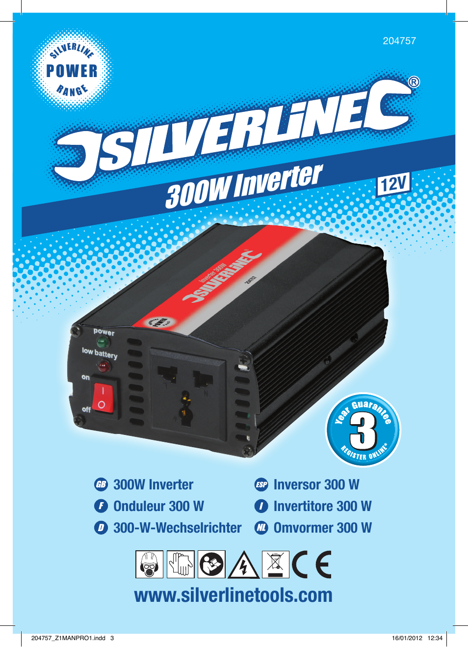 300w inver ter, Power | Silverline Inverter 300W User Manual | Page 2 / 28