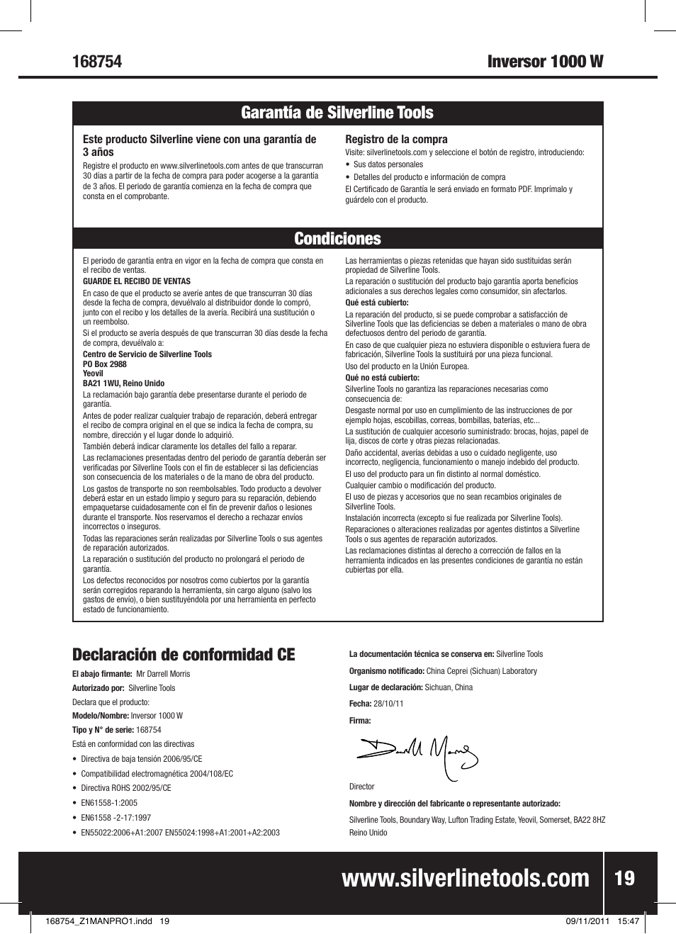 Silverline Inverter 1000W User Manual | Page 20 / 28