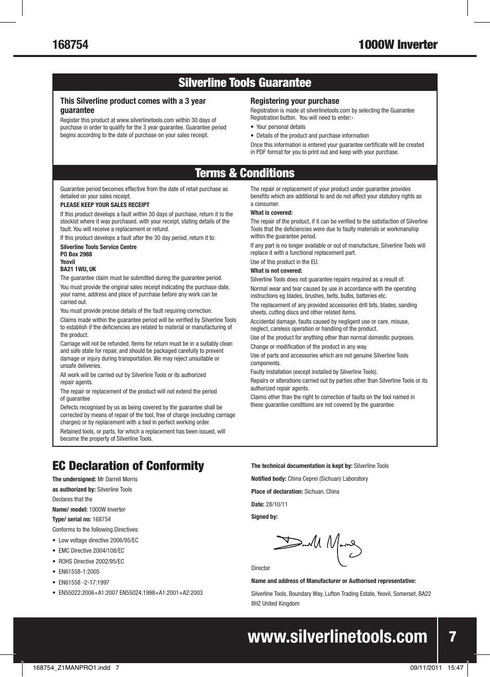 Terms & conditions silverline tools guarantee | Silverline Inverter 1000W User Manual | Page 8 / 28