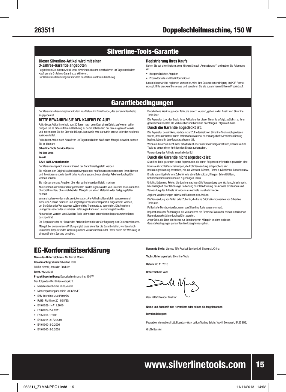 Garantiebedingungen silverline-tools-garantie | Silverline Bench Grinder 150W User Manual | Page 16 / 28