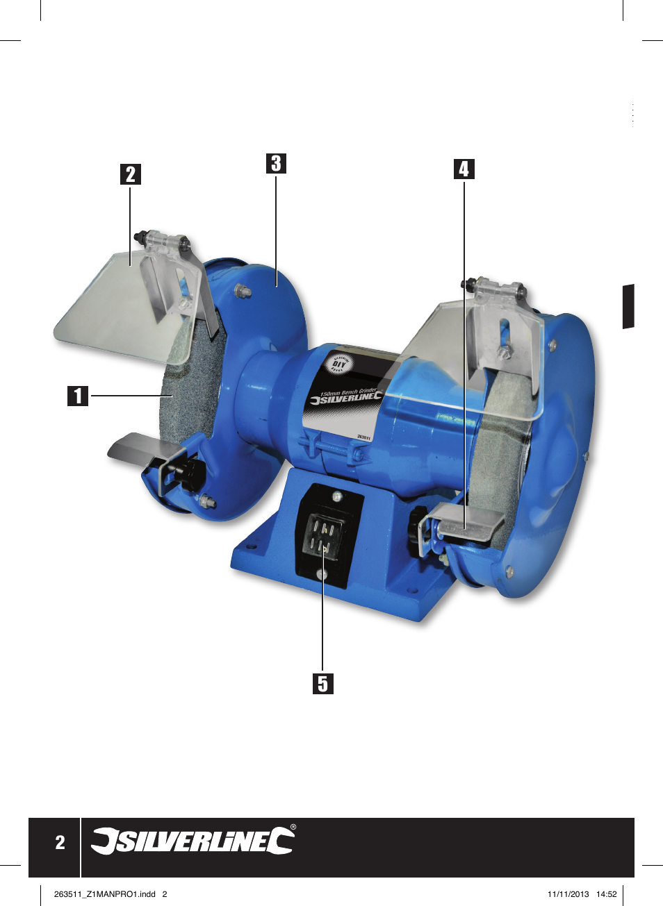 Bench grind er 150w | Silverline Bench Grinder 150W User Manual | Page 3 / 28