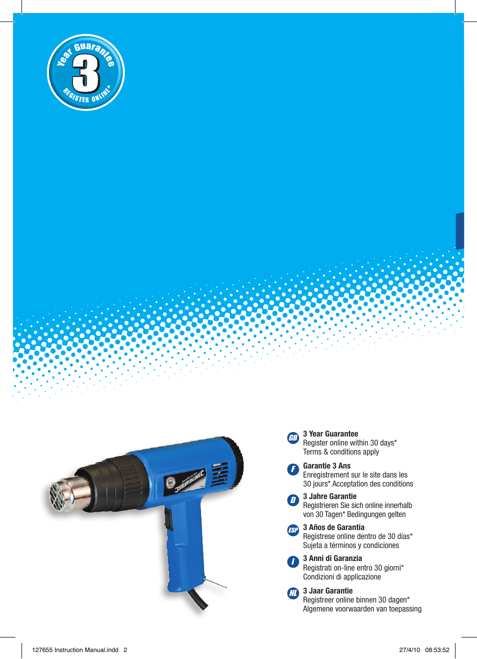 Silverline Hot Air Gun 2000W User Manual | 28 pages