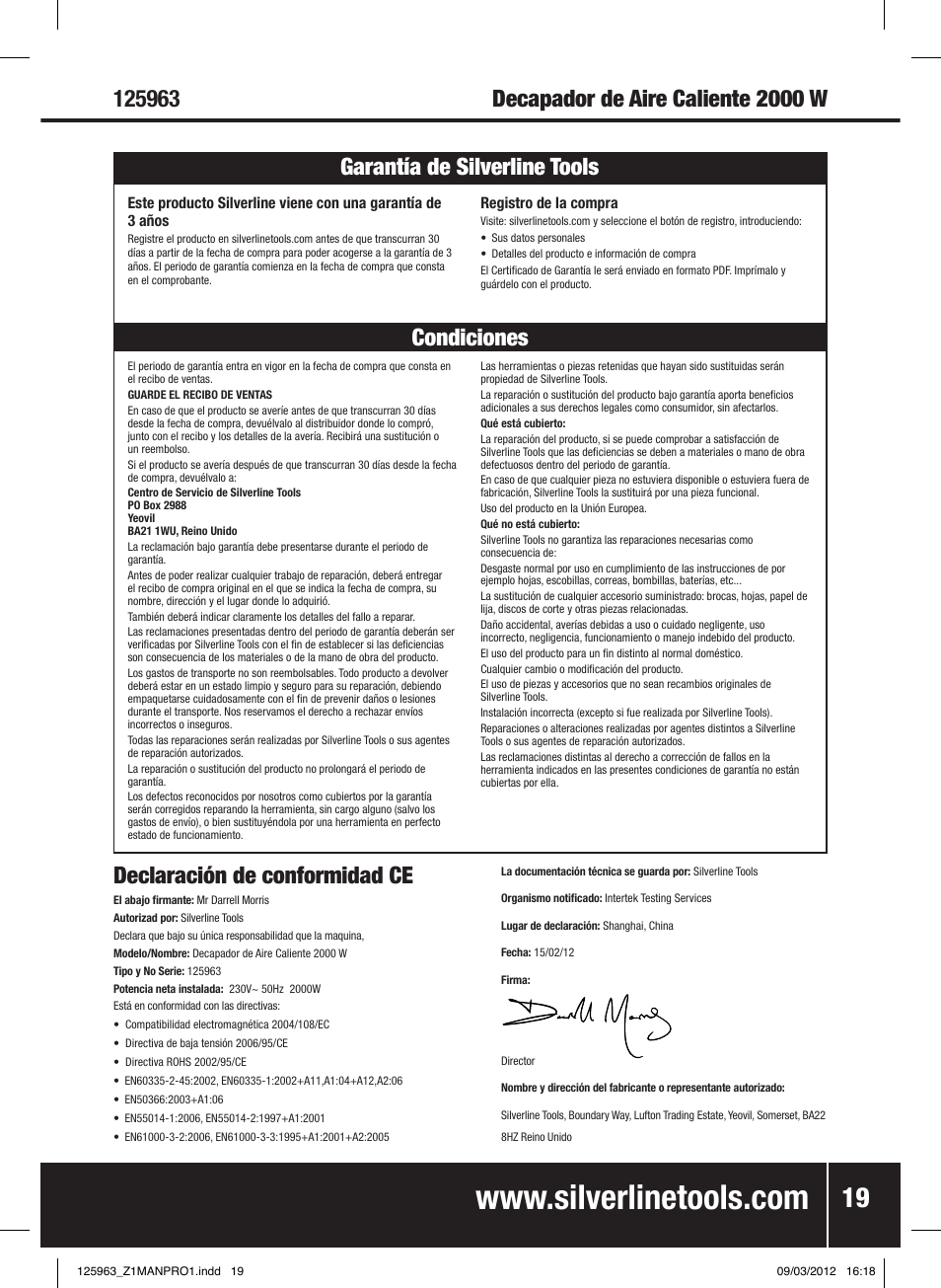 Silverline Hot Air Gun Adjustable 2000W User Manual | Page 20 / 28