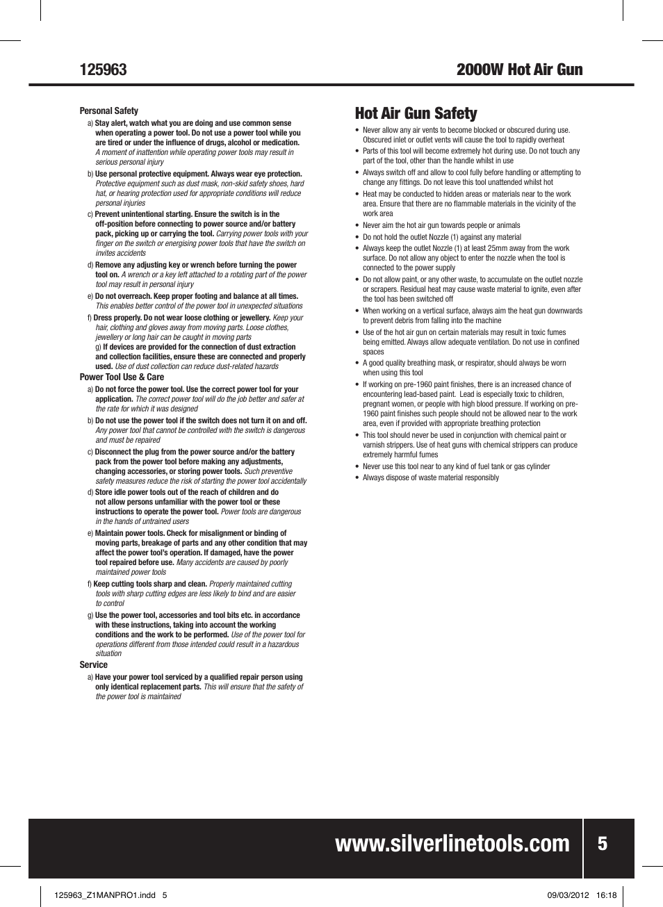 2000w hot air gun hot air gun safety | Silverline Hot Air Gun Adjustable 2000W User Manual | Page 6 / 28