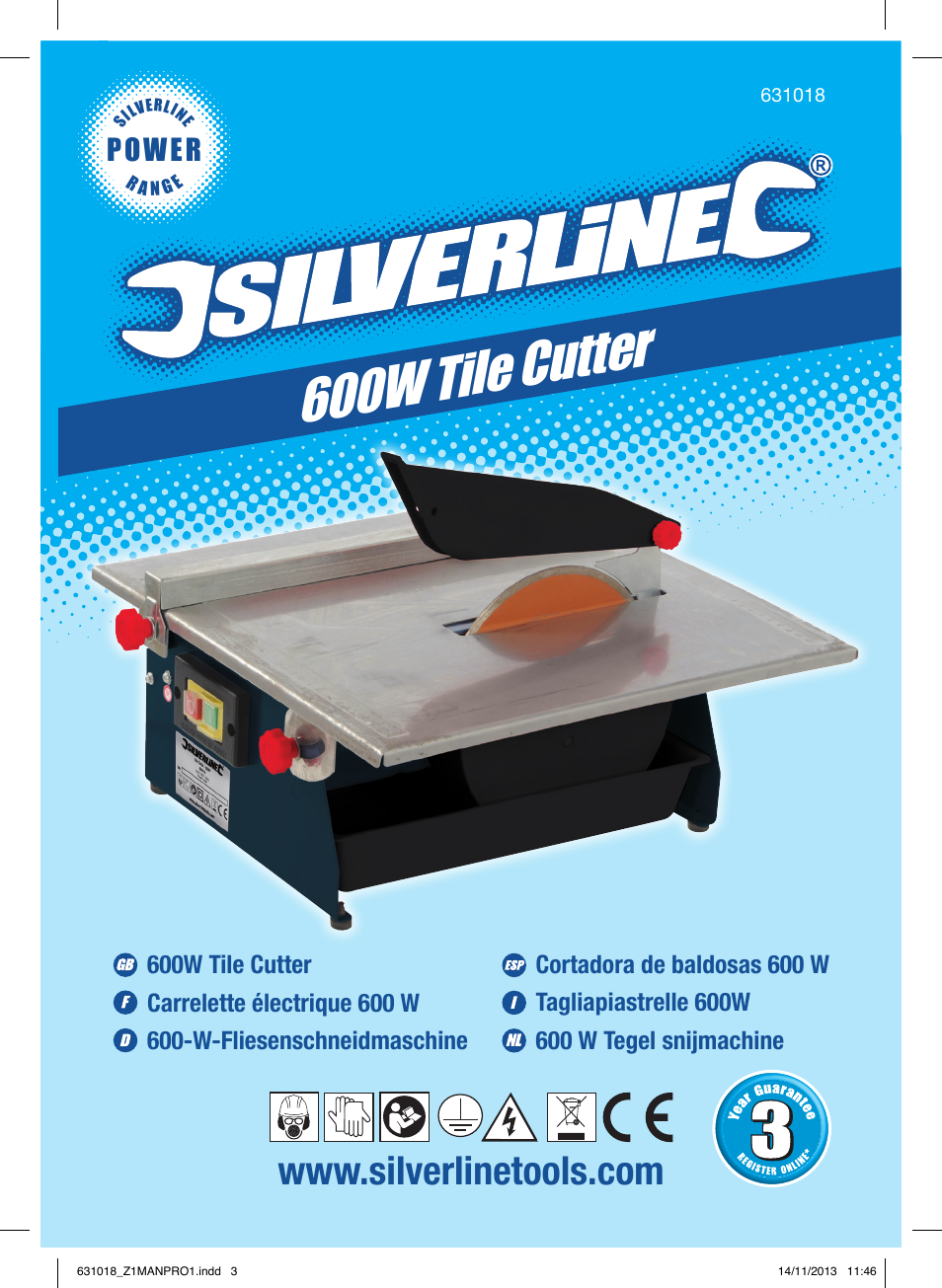 600w tile cutter, Power | Silverline Tile Cutter 600W User Manual | Page 2 / 40