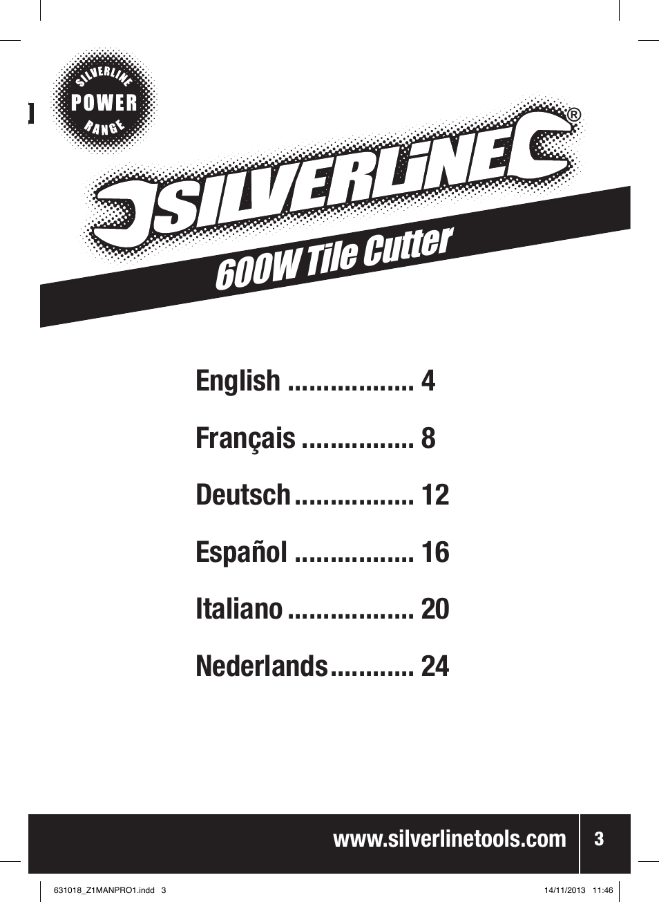 600w tile cutter | Silverline Tile Cutter 600W User Manual | Page 4 / 40