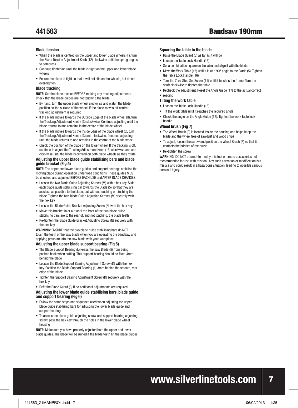 Silverline Bandsaw 190mm User Manual | Page 10 / 42