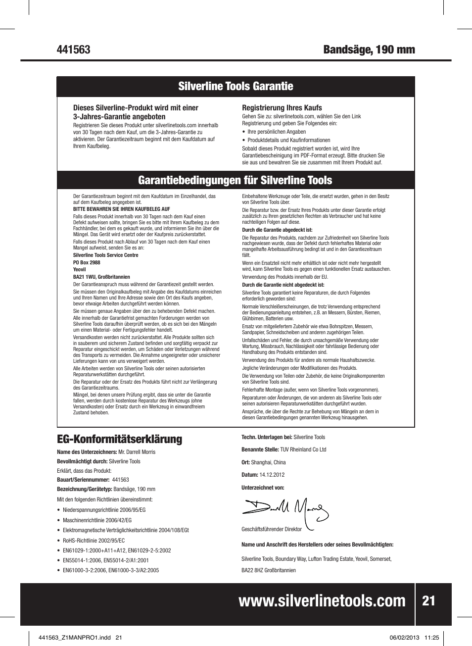 Bandsäge, 190 mm | Silverline Bandsaw 190mm User Manual | Page 24 / 42