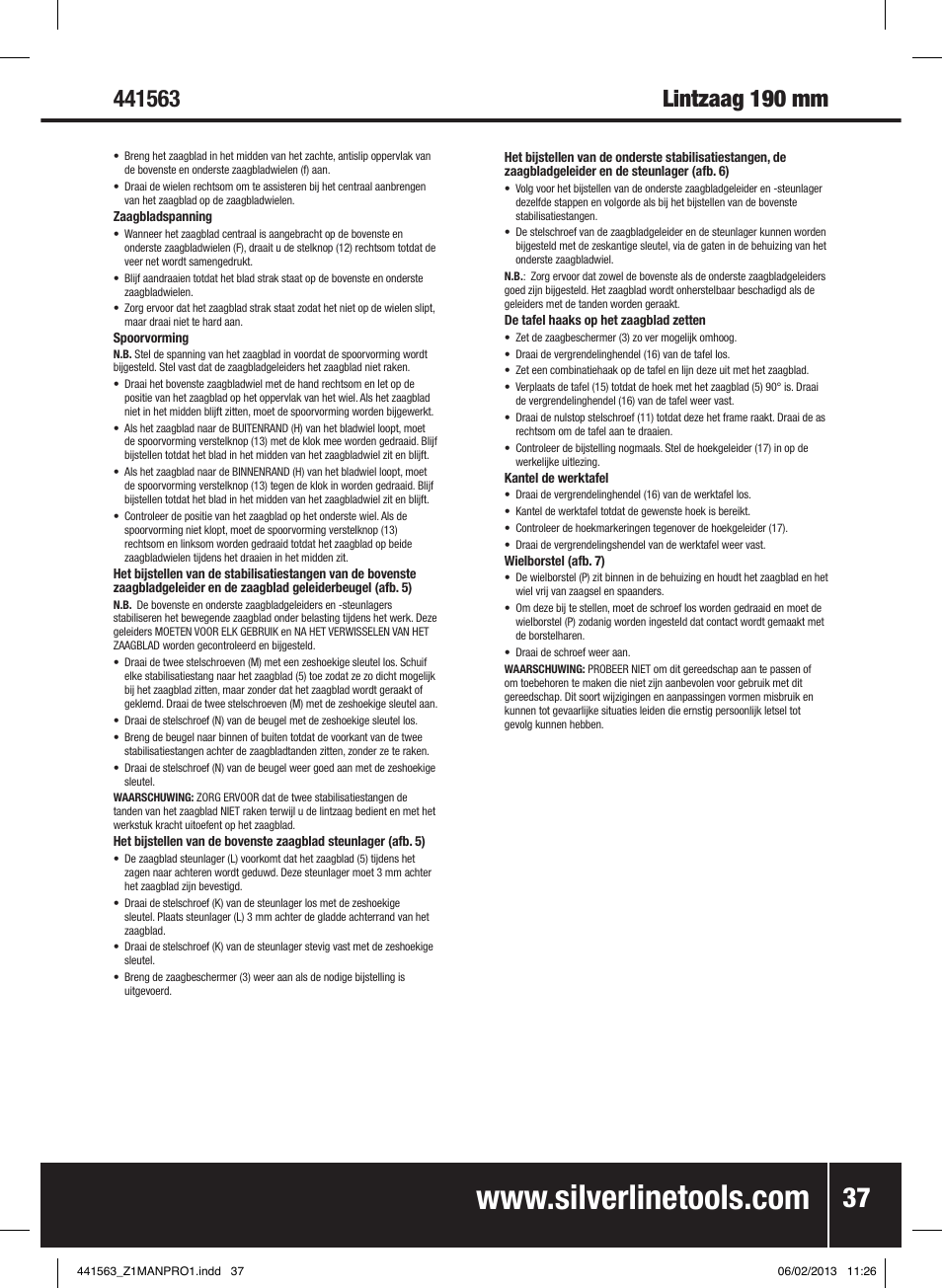 Lintzaag 190 mm | Silverline Bandsaw 190mm User Manual | Page 40 / 42