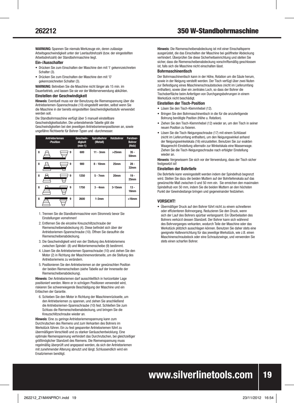 Silverline Drill Press 250mm User Manual | Page 20 / 40