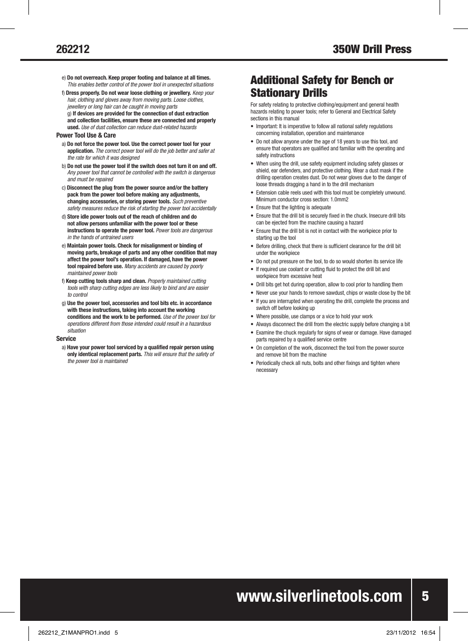 Silverline Drill Press 250mm User Manual | Page 6 / 40