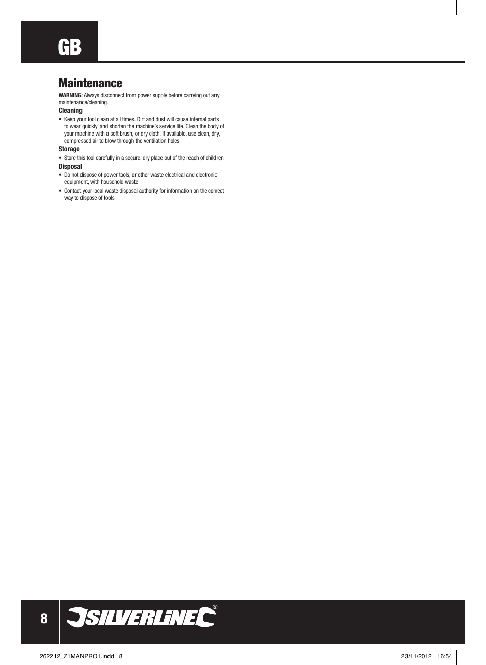 Maintenance | Silverline Drill Press 250mm User Manual | Page 9 / 40