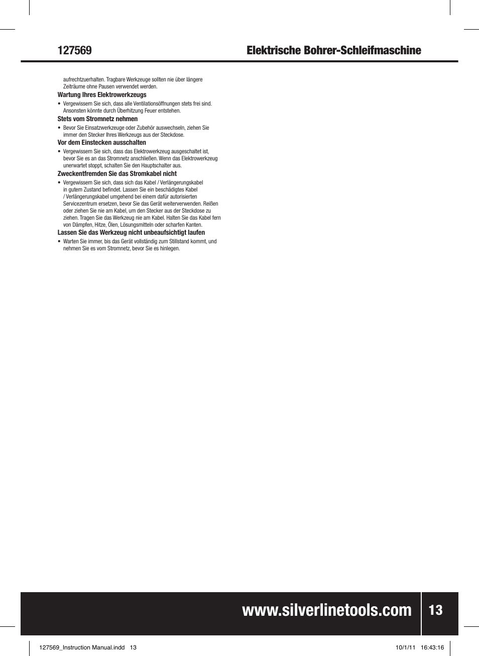 Silverline Drill Bit Sharpener 70W User Manual | Page 14 / 28