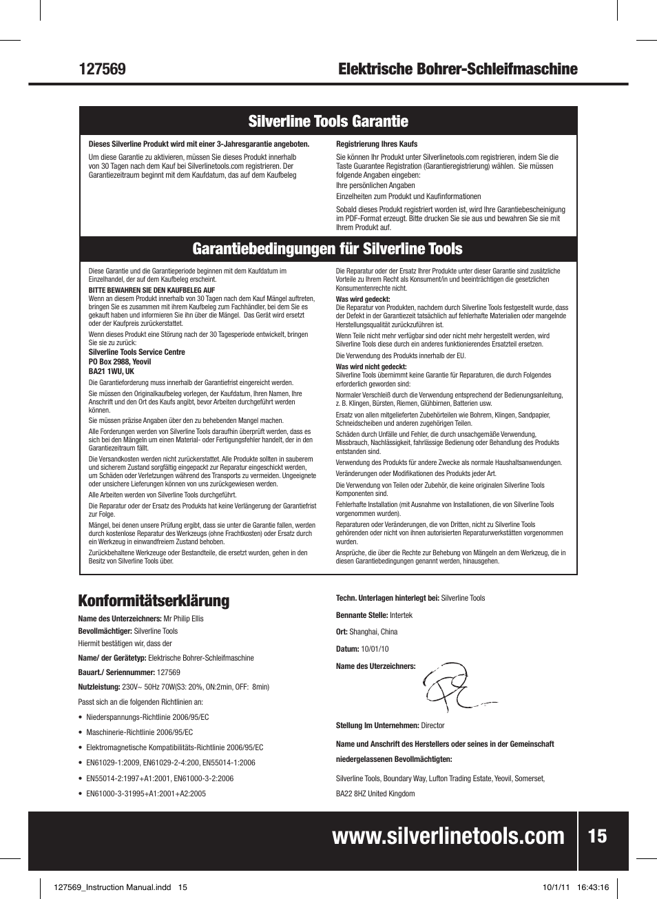 Silverline Drill Bit Sharpener 70W User Manual | Page 16 / 28