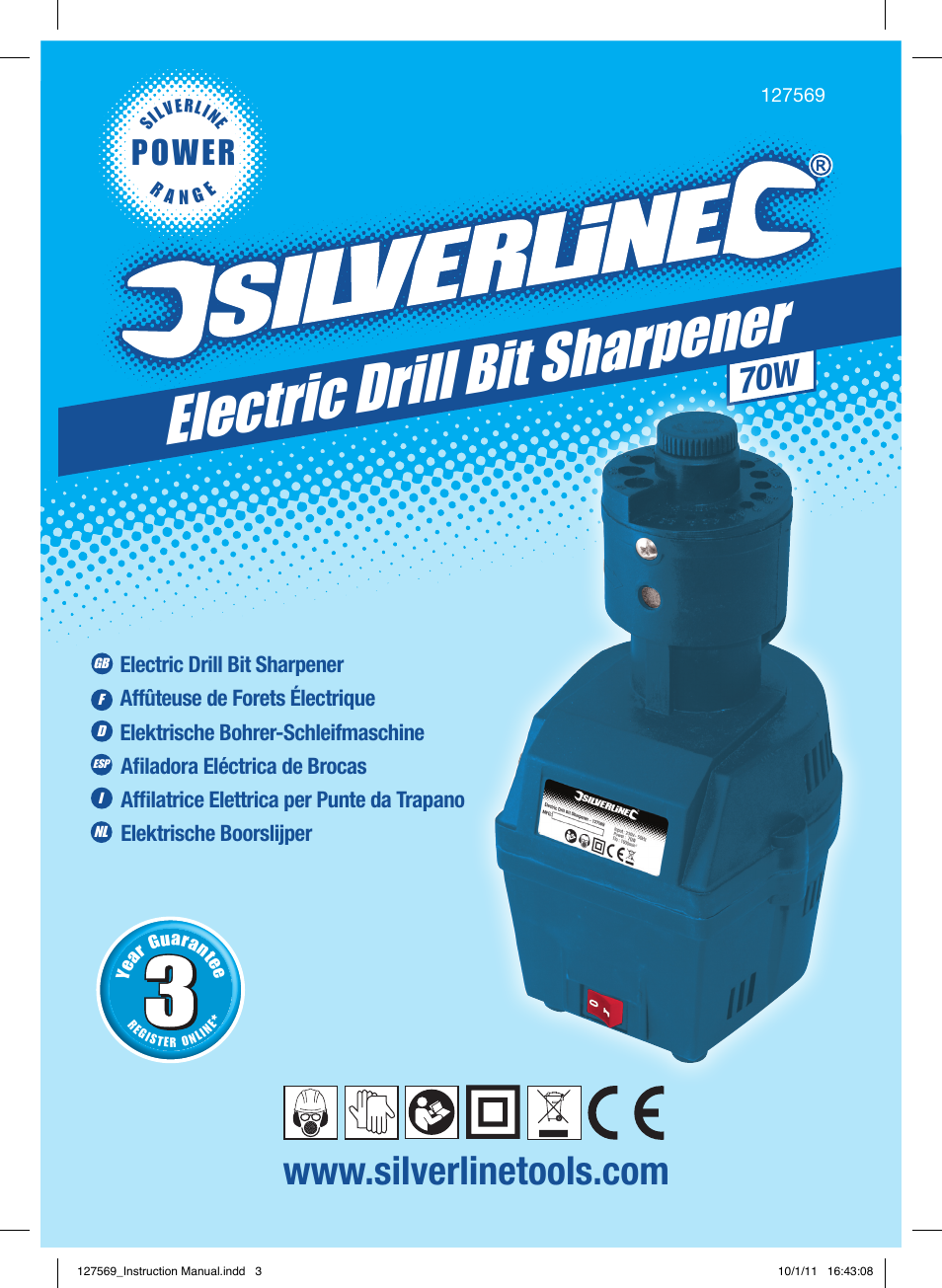 Electric drill bit sharpener, Power | Silverline Drill Bit Sharpener 70W User Manual | Page 2 / 28