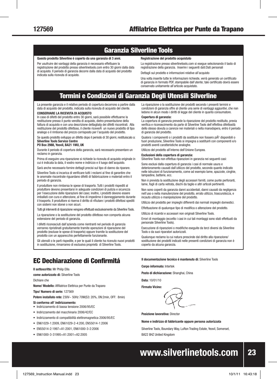 Silverline Drill Bit Sharpener 70W User Manual | Page 24 / 28