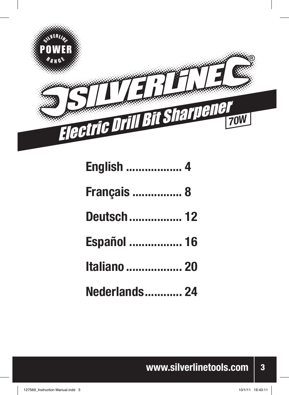Electric drill bit sharpener, Power | Silverline Drill Bit Sharpener 70W User Manual | Page 4 / 28