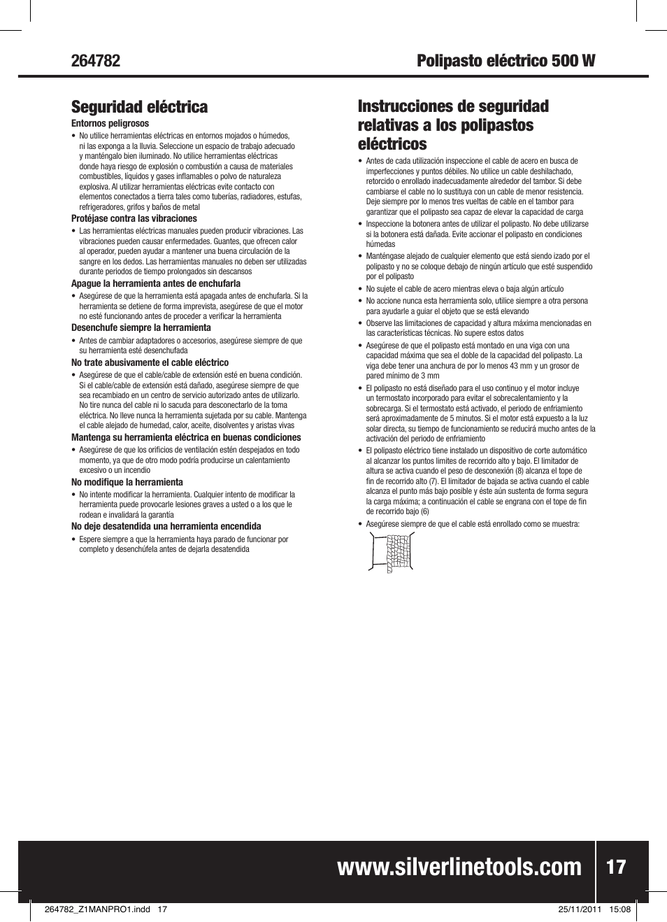 Seguridad eléctrica | Silverline Electric Hoist 250kg User Manual | Page 18 / 28