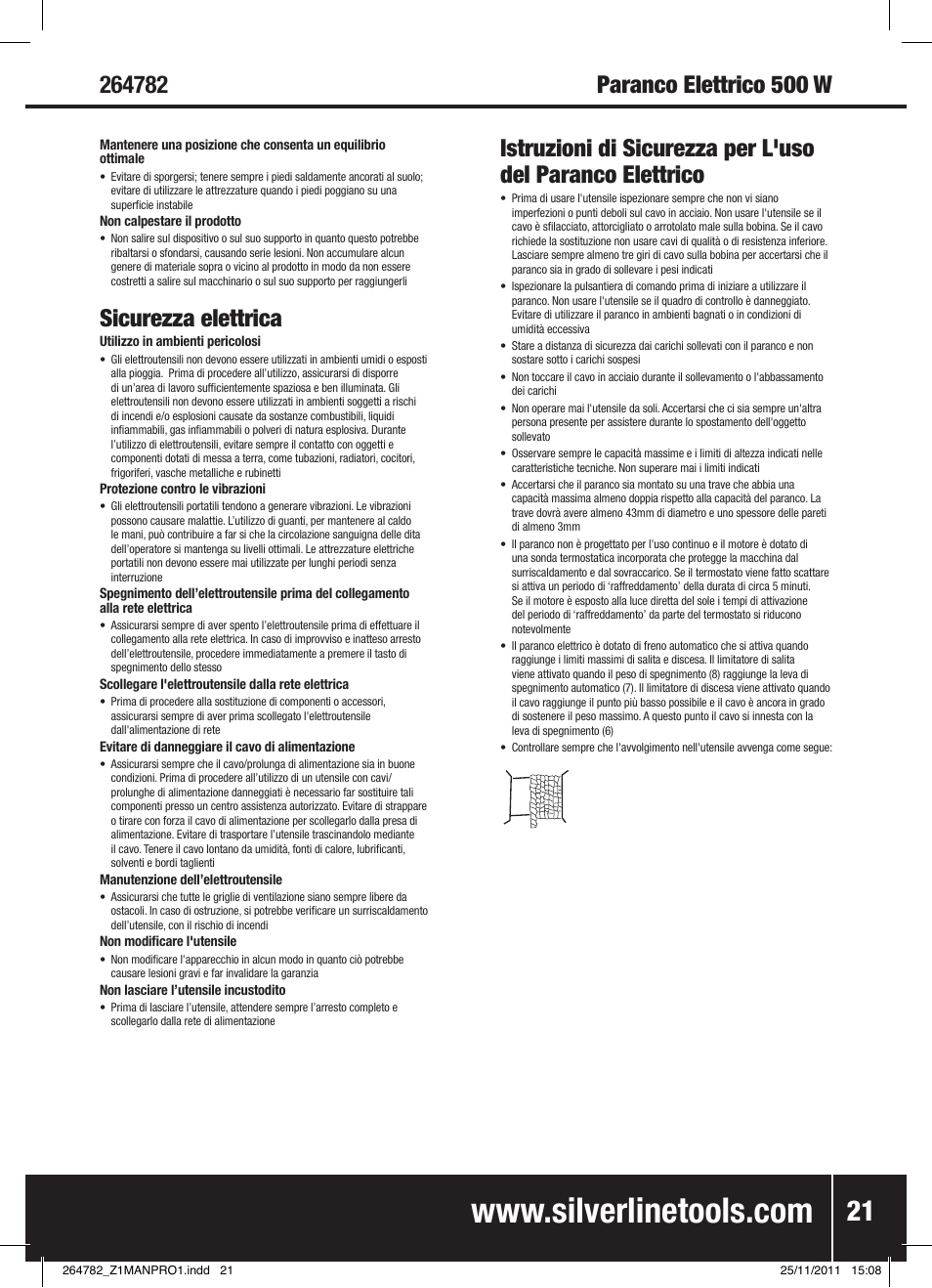 Sicurezza elettrica | Silverline Electric Hoist 250kg User Manual | Page 22 / 28