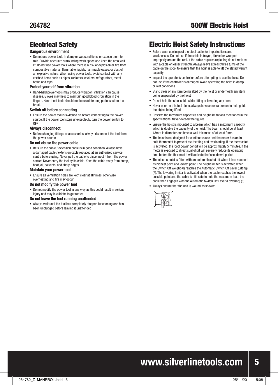 Electric hoist safety instructions | Silverline Electric Hoist 250kg User Manual | Page 6 / 28