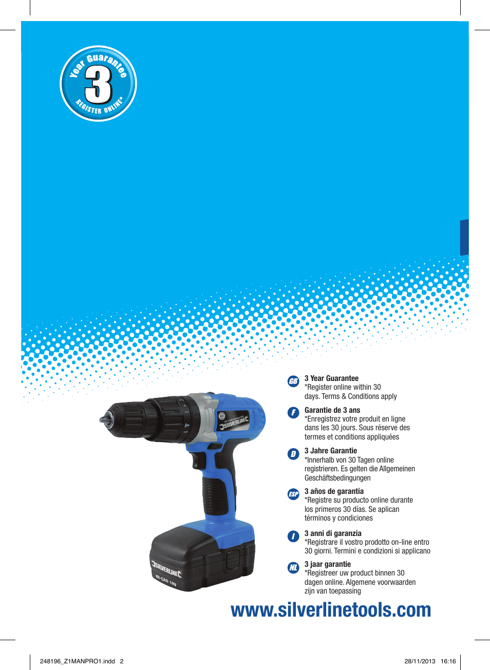 Silverline 18V Combi Hammer Drill User Manual | 40 pages
