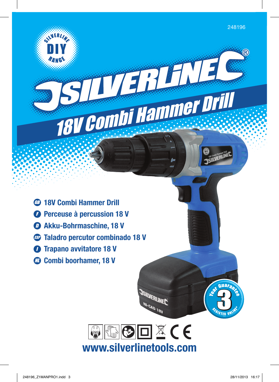 18v comb i hammer drill | Silverline 18V Combi Hammer Drill User Manual | Page 2 / 40
