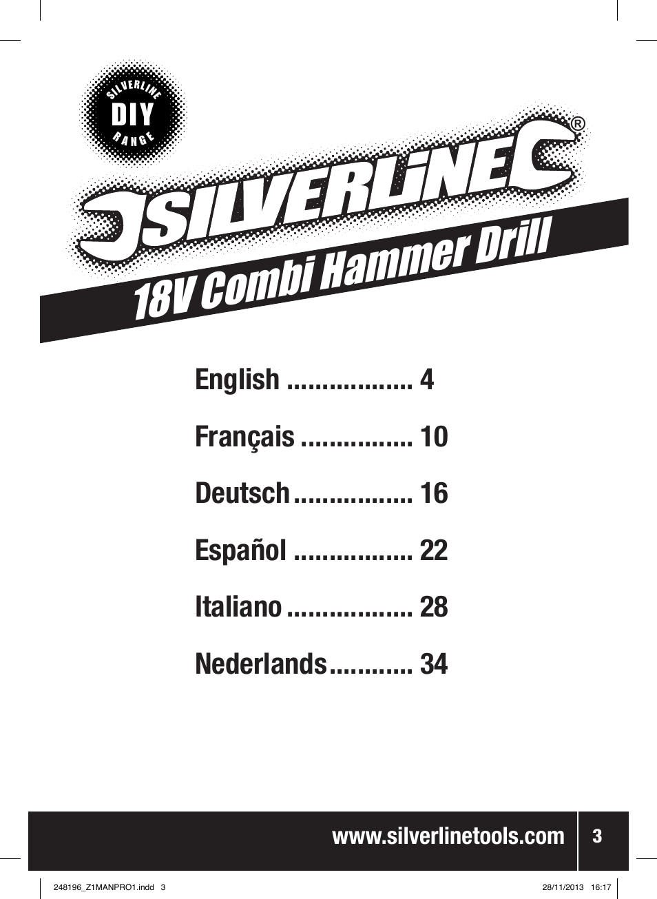 18v comb i hammer drill | Silverline 18V Combi Hammer Drill User Manual | Page 4 / 40