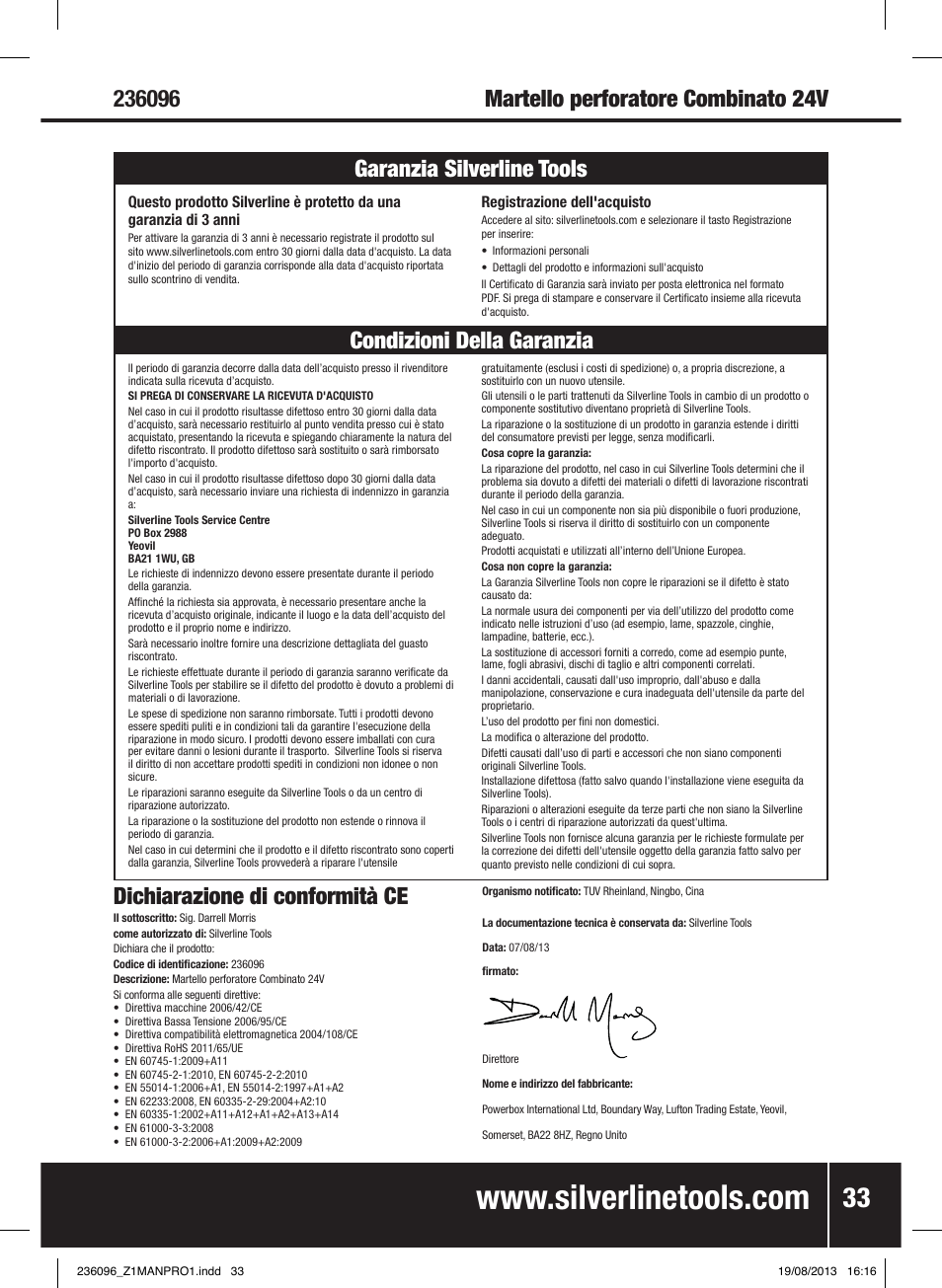 Silverline 24V Combi Hammer Drill User Manual | Page 34 / 40