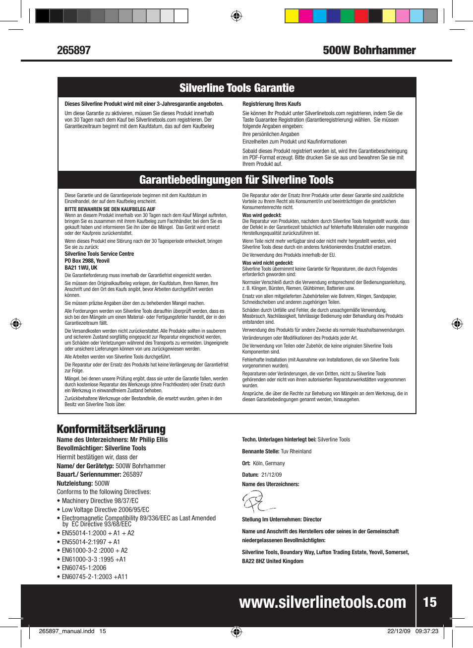 Silverline 500W Hammer Drill User Manual | Page 16 / 28