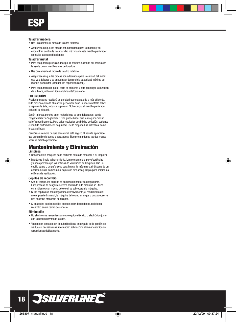 Mantenimiento y eliminación | Silverline 500W Hammer Drill User Manual | Page 19 / 28