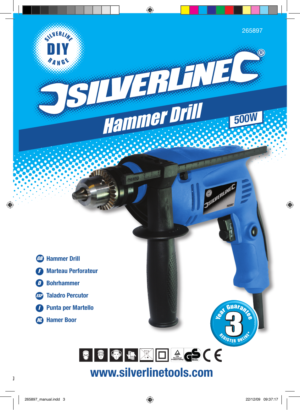 Hammer drill, 500w | Silverline 500W Hammer Drill User Manual | Page 2 / 28