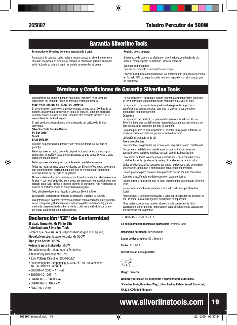 Silverline 500W Hammer Drill User Manual | Page 20 / 28